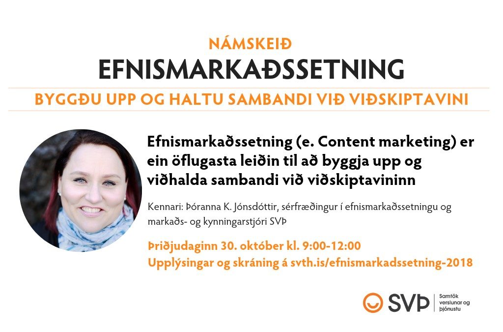 Námskeið: Efnismarkaðssetning, 30. október 2018